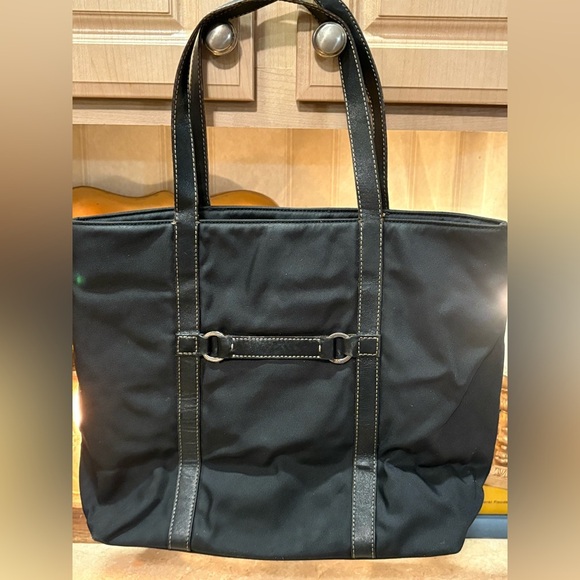 Kate Spade Black Canvas Tote with Leather Trim - Picture 6 of 14